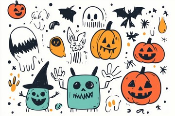Cute HalloCute Halloween Cartoon Characters for Inserting Textween Cartoon Characters for Inserting Text