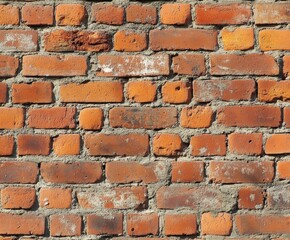 Obraz premium Red brick wall showcasing texture and varied colors in natural light