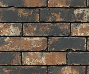 Obraz premium Rustic brown and black textured brick wall in natural light