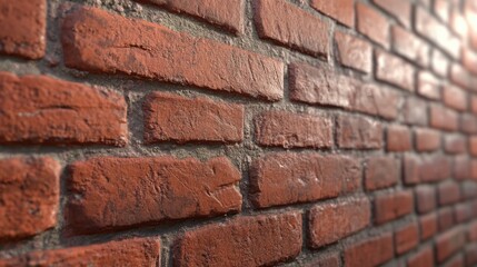 Fototapeta premium Detailed view of a textured red brick wall in natural light