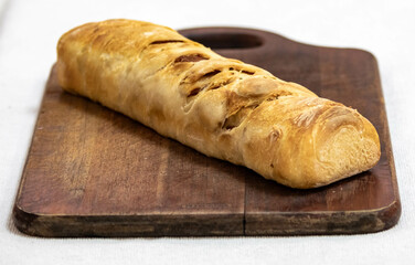 Traditional artisanal pepperoni bread, real healthy food