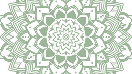 Round mandala on dreamy peach fuzz gradient background. Translucent mesh pattern in the form of a mandala. Mandala with floral patterns. Pastel Yoga template. Gradient background with round mandala