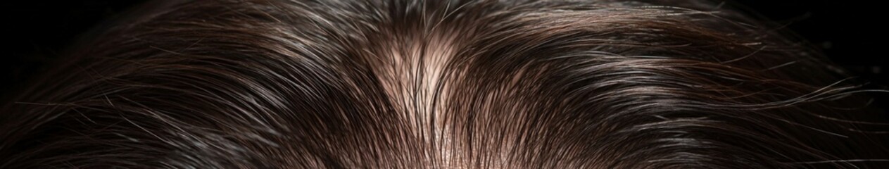 Fototapeta premium Close-up view of healthy hair on a scalp during indoor lighting