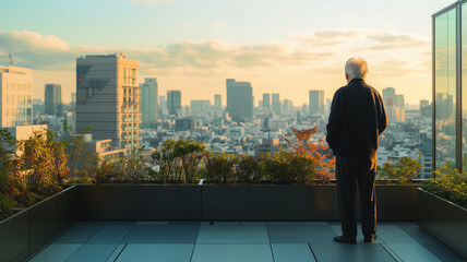 Fototapeta premium 屋上庭園から見る東京スカイライン