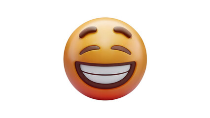 A 3D-rendered emoji with closed eyes and a wide, joyful smile showing teeth, expressing happiness or laughter