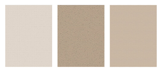 Set of brownish and beige dyed fabrics, concrete wall texture, fabric texture, grunge cement pattern background.