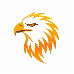 Naklejka premium Simplified eagle head with bold outlines and a clean, modern design in yellow tones.