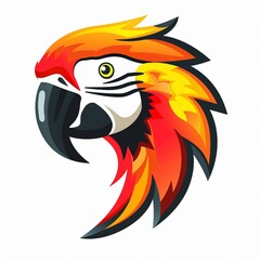 Obraz premium Colorful parrot head illustration with vibrant feathers and bold lines, capturing a lively expression.