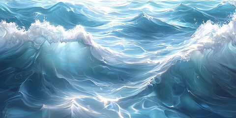 Obraz premium Ocean waves crashing and creating a beautiful blue swirl.