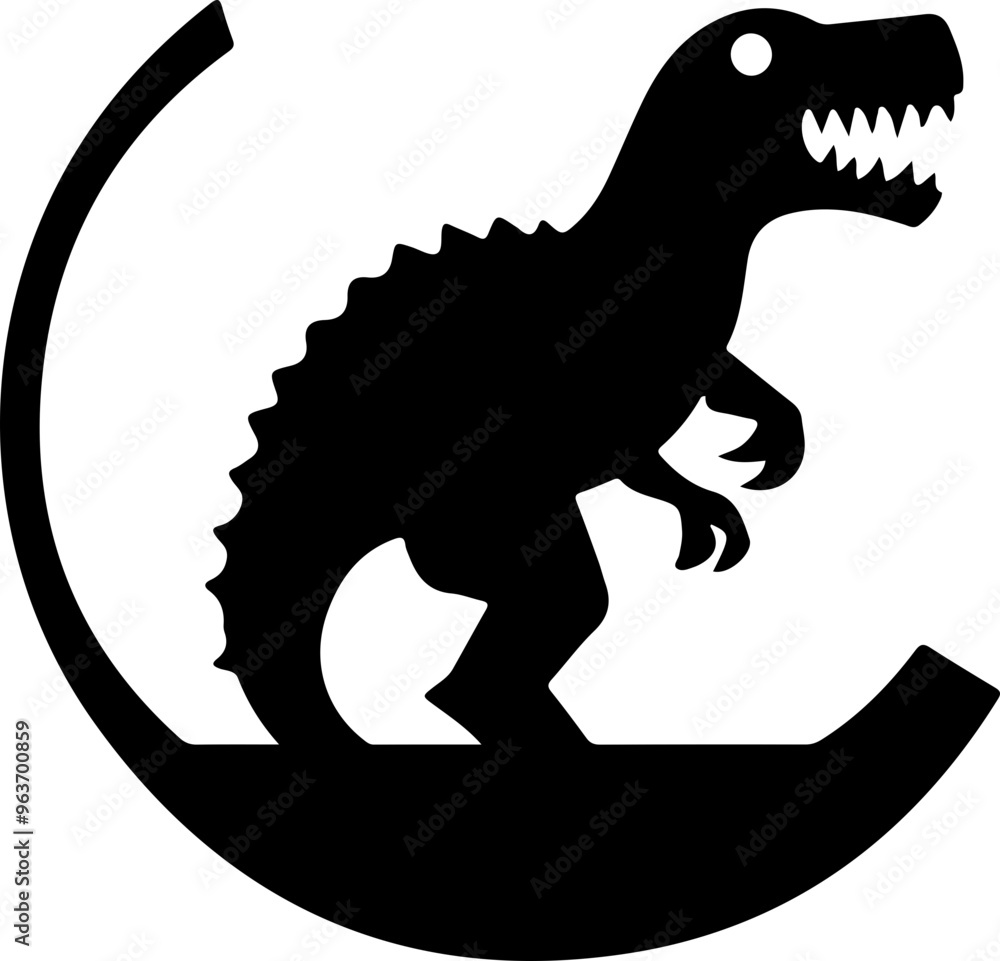 Poster Silhouette of a Dinosaur in a Circular Design