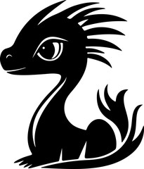 Fototapeta premium Silhouette of a Mythical Creature with Spiky Back