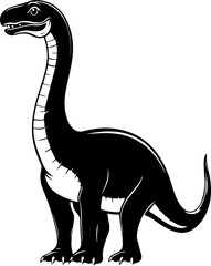 Fototapeta premium Black Silhouette of a Cartoon Dinosaur Standing Tall