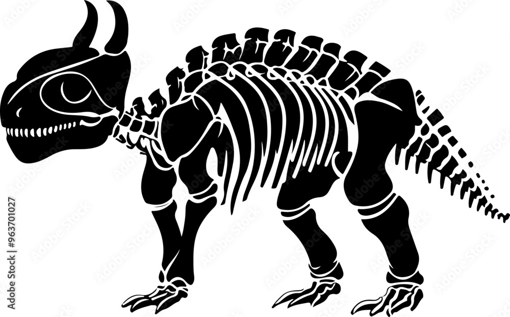 Poster Silhouette of a Dinosaur Skeleton in Profile View