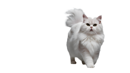 HQ Full body backgroundless cutout of a graceful walking Persian cat