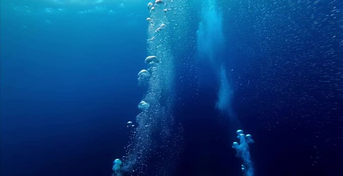 air bubbbles in the sea ocean deep water