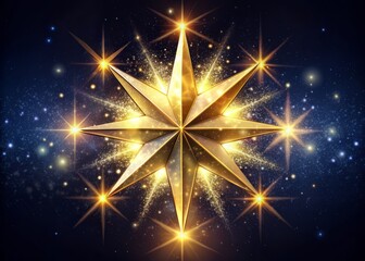 Obraz premium • A stylized star with eleven pointed tips, set against a dark and mysterious night sky with subtle sparkles and glittering effects, created using a bold and expressive brush stroke.