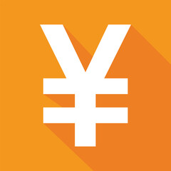 Vector Japanese Yen Currency Icon With Shadow