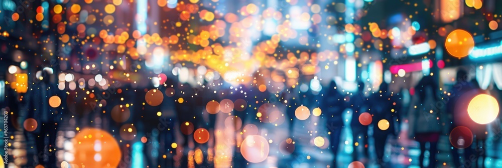 Poster bokeh image highlighting big data, artificial intelligence, autonomous vehicles, drones, service rob