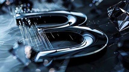 Futuristic B logo featuring dynamic motion lines and a tech-inspired background