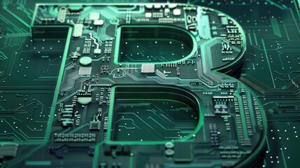 Fototapeta premium High-tech B design with circuit board patterns integrated into the shape