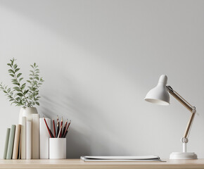 Minimalist Workspace with Lamp and Plants
