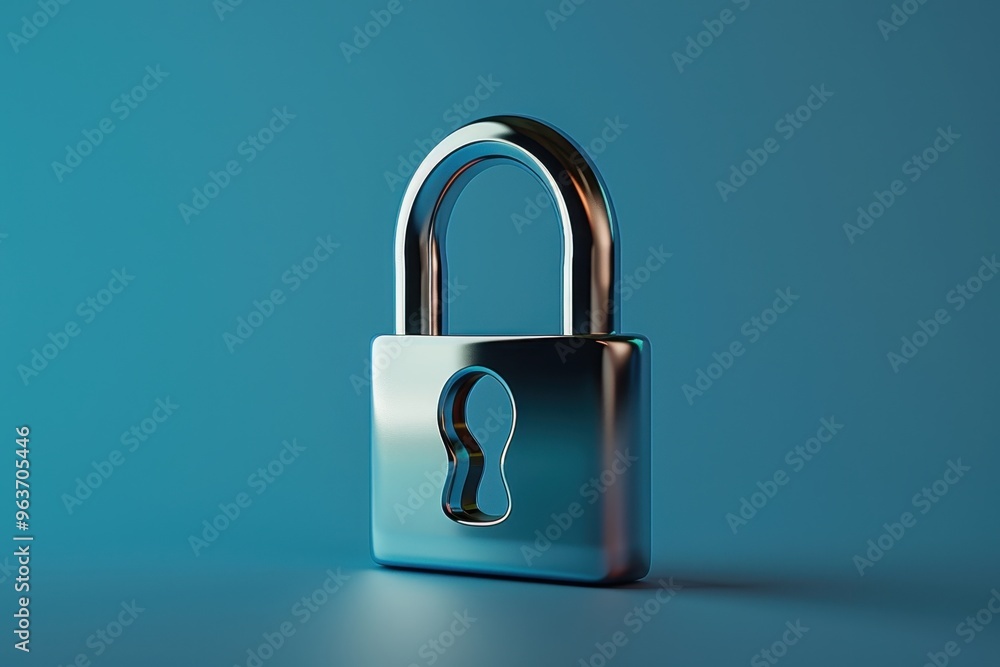 Leinwandbilder a glowing padlock symbolizing security and protection rendered in neon style against a dark backgrou
