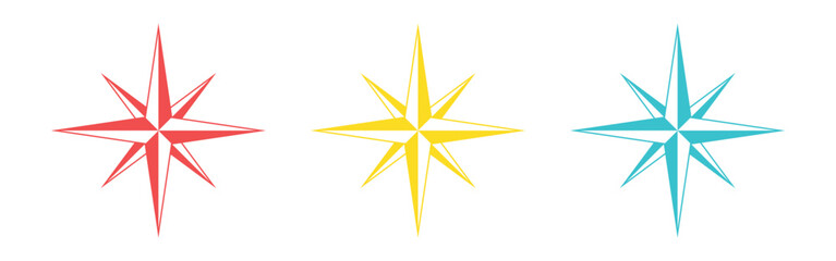 Vector Compass Star Icon In Multiple Color