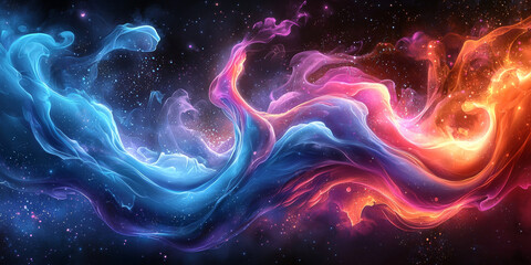 Fototapeta premium Abstract cosmic background with blue and red smoke.