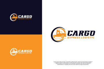 Truck cargo logo design for logistic transport
