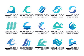 Collections of wave logo design. Creative ocean wave logo concept
