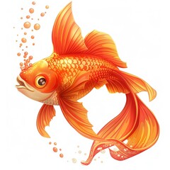 Fototapeta premium Goldfish queen fantasy animal cartoon isolated whitebackground