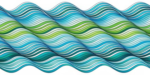 Endless waves of undulating lines in shades of blue and green, repeating and intersecting each other, forming a hypnotic, abstract design that disappears into the distance, on a soft
