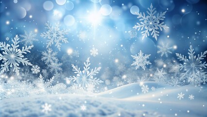 Naklejka premium delicate snowflakes in negative space dance across a frosty winter wonderland background