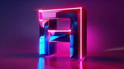 A neon sign with a blue and red letter A