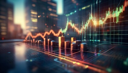 Fototapeta premium Urban Financial Market Trend Analysis Graph