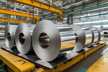 This image showcases stainless steel sheets being processed in a stateoftheart facility, highlighting innovative techniques and advancements in metalworking and industrial production