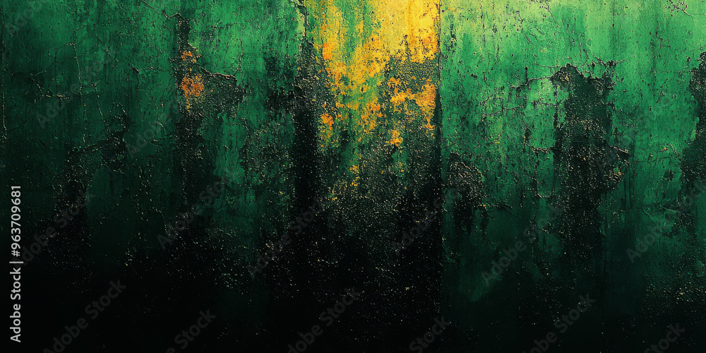 Wall mural abstract green and gold textured background