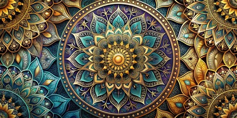 Intricate mandalas with precise geometry and ornate details in metallic colors that shimmer and shine