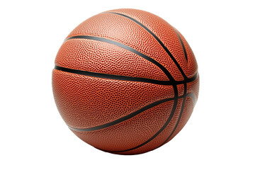 Fototapeta premium A high-quality close-up image of an orange basketball with black seams, isolated on a white background.