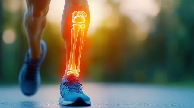 Runner with a red circle around the knee area to signify pain from ITBS