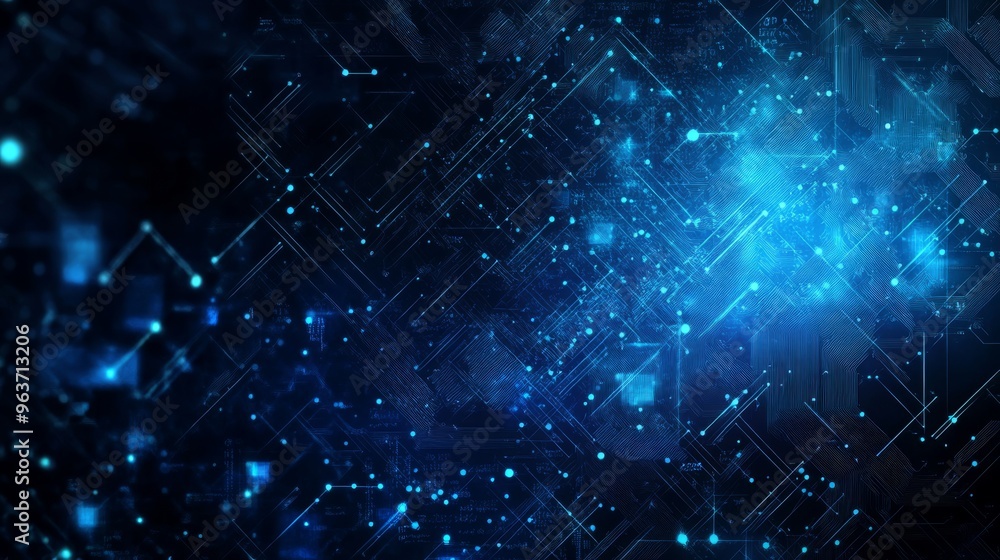 Poster a stunning futuristic digital wallpaper with glowing blue elements capturing the essence of cyberspa
