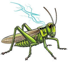 Fototapeta premium Grasshopper Lightning element animal cartoon isolated whitebackground 16:9