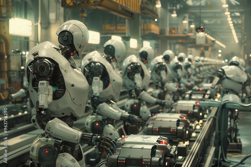 Aufkleber Industrial robotics in a modern manufacturing facility with automated machines working efficiently during daytime operations