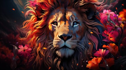 Lion animal abstract wallpaper in pastel colors