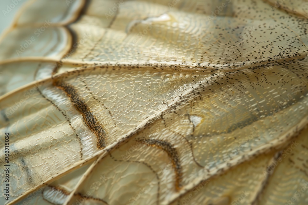 Poster Magnificent close-up of a butterfly wing showing intricate patterns and textures in natural light