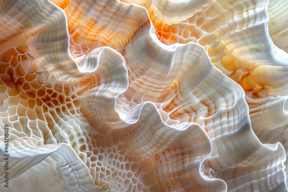 Poster intricate details of a spiral seashell on a sandy shoreline, showcasing natural patterns and texture