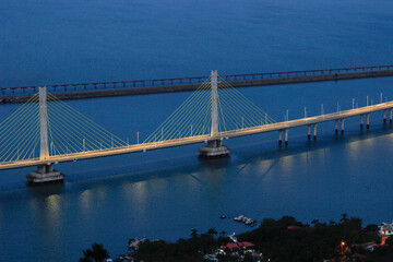 suspension bridge at night
