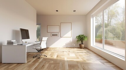 Modern Minimalist Home Office with Underfloor Heating and Effective Floor Insulation