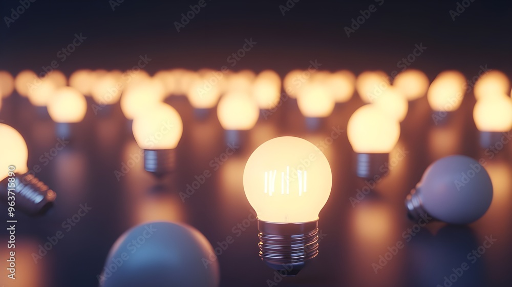 Poster led bulbs shine bright in 3d render with parallel simulation images