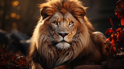 Fototapeta premium lion with lush mane